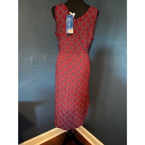 La Mer Luxe Sleeveless Maggie Dress in Cannes Crimson Black Sz M NWT - Picture 3 of 3